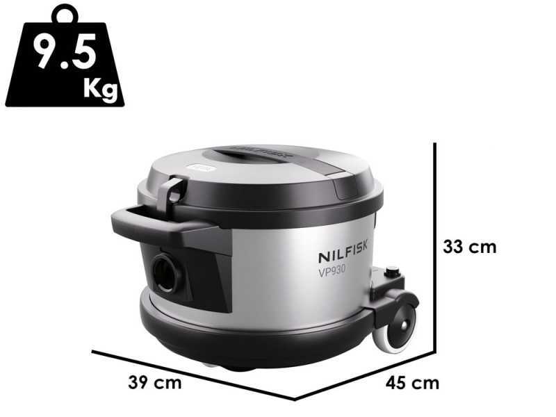 Nilfisk VP 930 Eco Pro Hepa EU  - Professional Vacuum Cleaner - 15 L Steel Drum - 400W