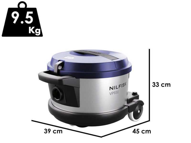 Nilfisk VP 930 Eco Pro Hepa Blue HF EU - Professional hoover - 15 l steel drum - 760W