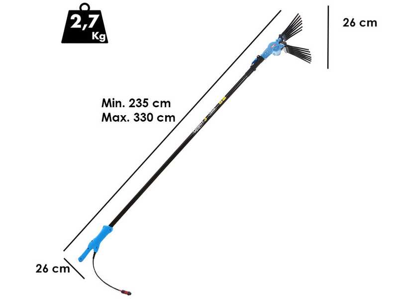 Lisam Oliwatt 3 - Electric Battery-powered Olive Harvester - With Nylon Prongs - 235-330 cm - Telescopic Pole
