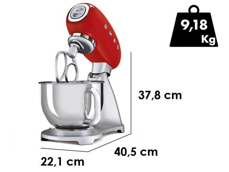 Smeg SMF02RDEU Red - Planetary Mixer - 4.8 L Stainless Steel Bowl