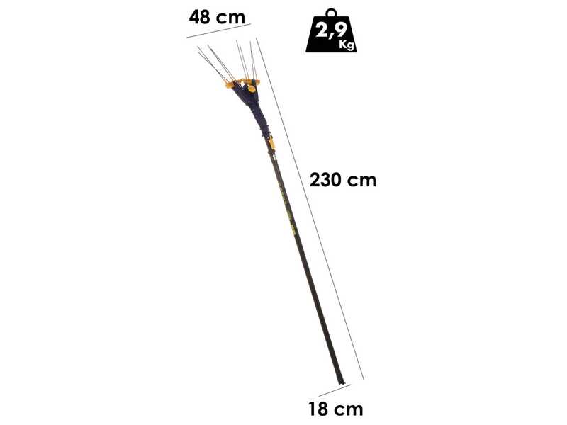 Lisam Avatar - Electric Battery-powered Olive Harvester - With 8 Carbon Prongs - 230-330 cm - Telescopic Pole