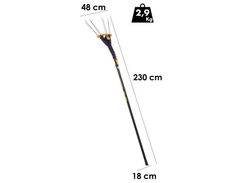 Lisam Avatar - Electric Battery-powered Olive Harvester - With 8 Carbon Prongs - Telescopic Pole