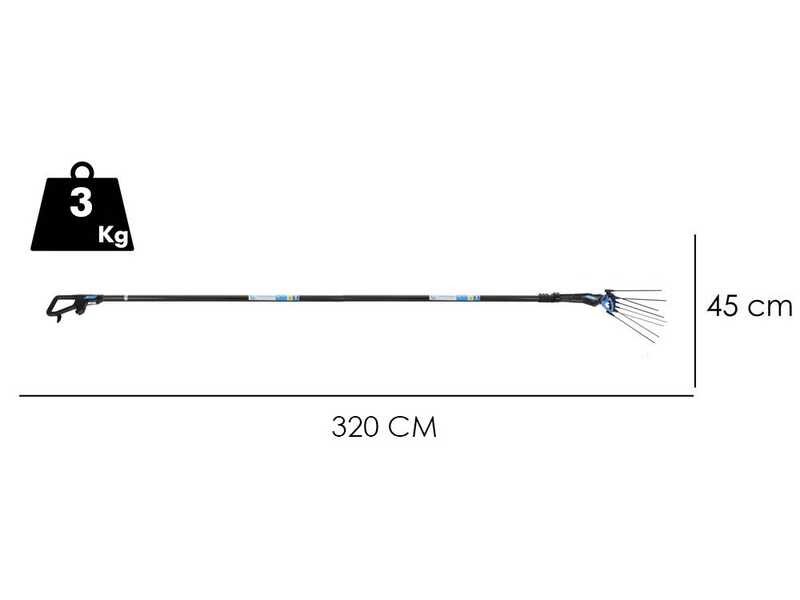 Campagnola MASTER PLUG-IN - Carbon and Aluminium Pole - 250 - 320 cm - Electric Battery-powered OLive Harvester - 21.6V 5Ah