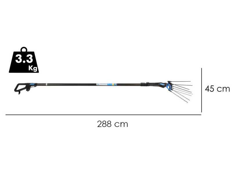 Campagnola MASTER PLUG-IN - Carbon and Aluminium Pole - 288 - 373 cm - Electric Battery-powered Olive Harvester - 21.6v 5Ah