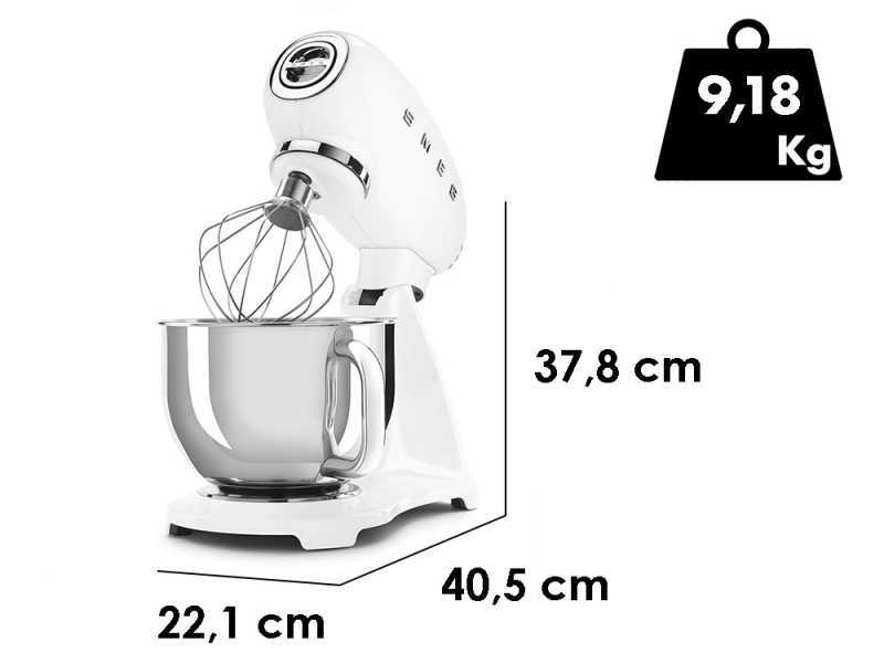 Smeg Full Colour White - Planetary Mixer - 4.8 L Stainless Steel Bowl