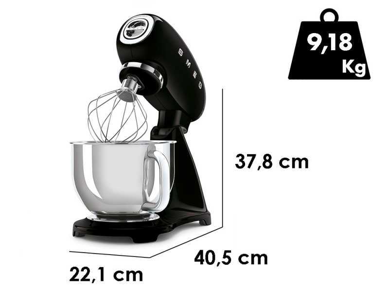 Smeg Full Colour Black - Planetary Mixer - 4.8 L Stainless Steel Bowl