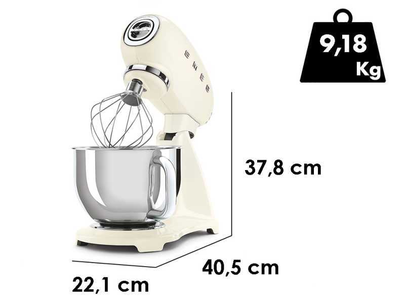 Smeg Full Colour Cream - Planetary Mixer - 4.8 L Stainless Stess Bowl