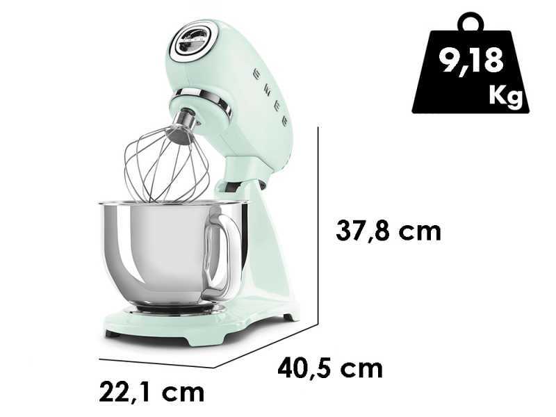 Smeg Full Color Pastel Green - Planetary Mixer - 4.8 litre stainless steel bowl