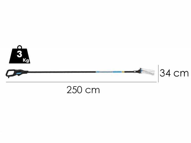 Campagnola Hercules 6 ECO Plug-in - 200 cm Carbon Pole - Electric Battery-powered Olive Harvester - 21.6V 5Ah
