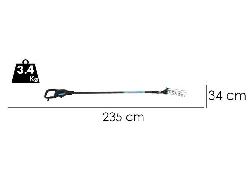 Campagnola Hercules 6 ECO Plug-in - Carbon Pole - 235 - 325 cm - Electric Battery-powered Olive Harvester - 21V 5Ah