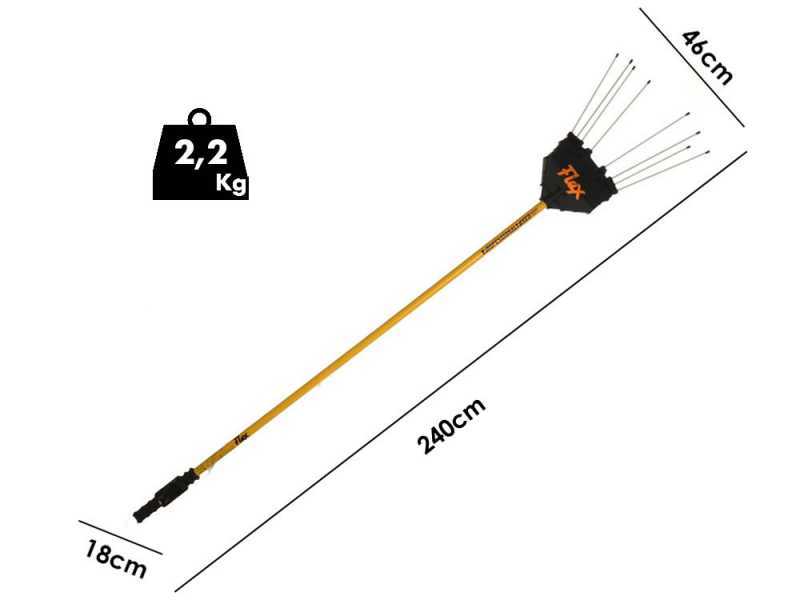 Oliviero Flex PPF Fisso - Olive Harvester with  Lithium Battery - Aluminium Pole - 240 cm