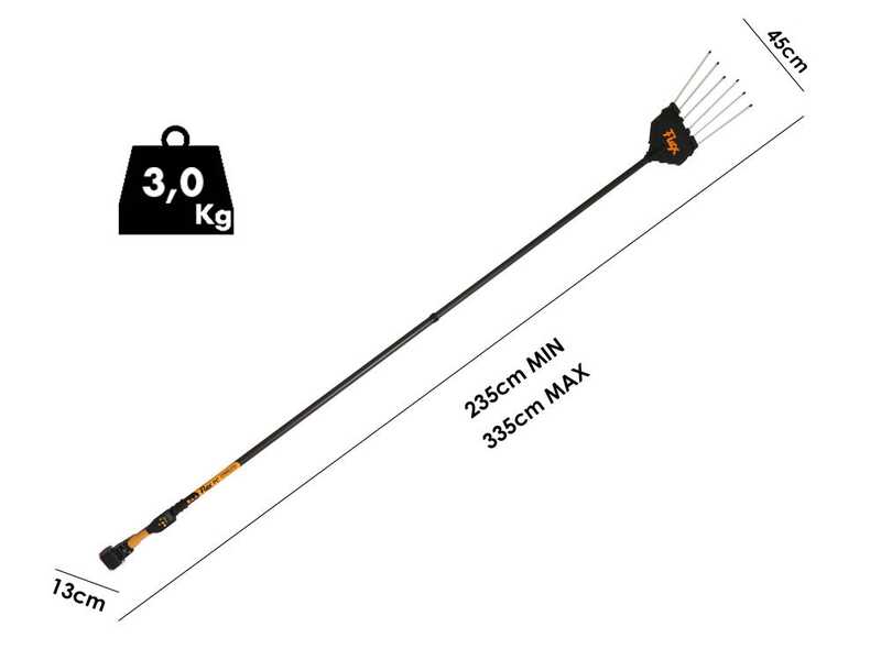 Oliviero Flex PCT Premium Cordless - Olive harvester with lithium battery-powered - Fixed Carbon pole 235-335cm - 2x 21.6V 4.5Ah