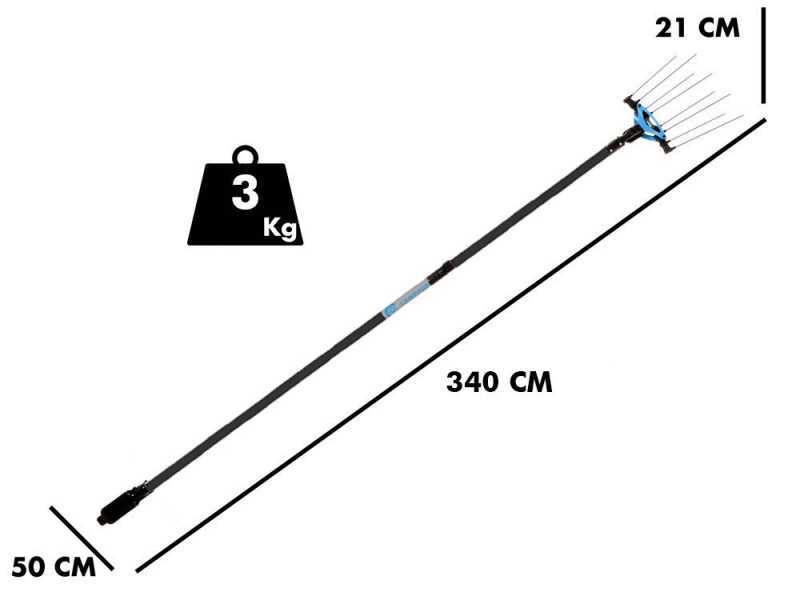 Campagnola Icarus V1 ECO Plug-in - 150-220 cm Carbon Pole - Battery-powered Electric Harvester - 21V 5Ah