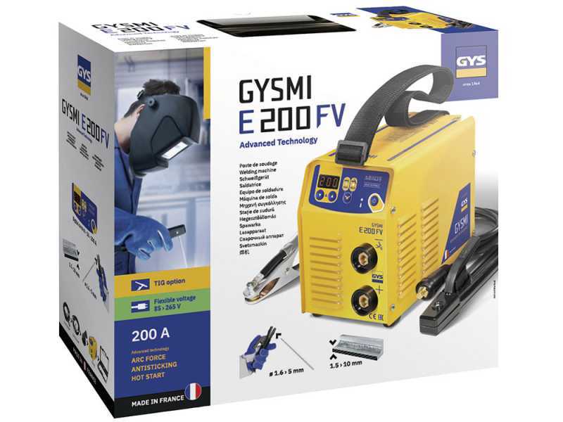 GYS Gysmi E200 FV - Inverter Welding Machine (MMA, TIG Lift) + Case, Direct Current (DC)