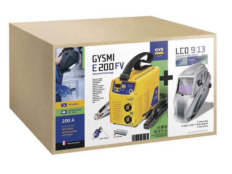GYS Gysmi E 200 FV - Inverter Welding Machine (MMA, TIG Lift) + Mask, Direct Current (DC)