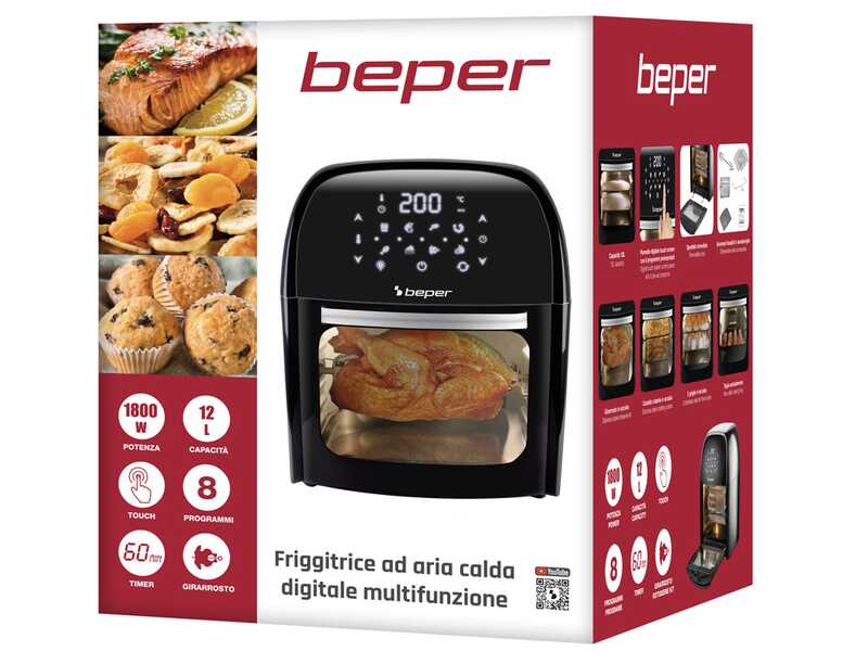 Beper P101FRI012 - Electric Oven - Digital Air Fryer - 12 L