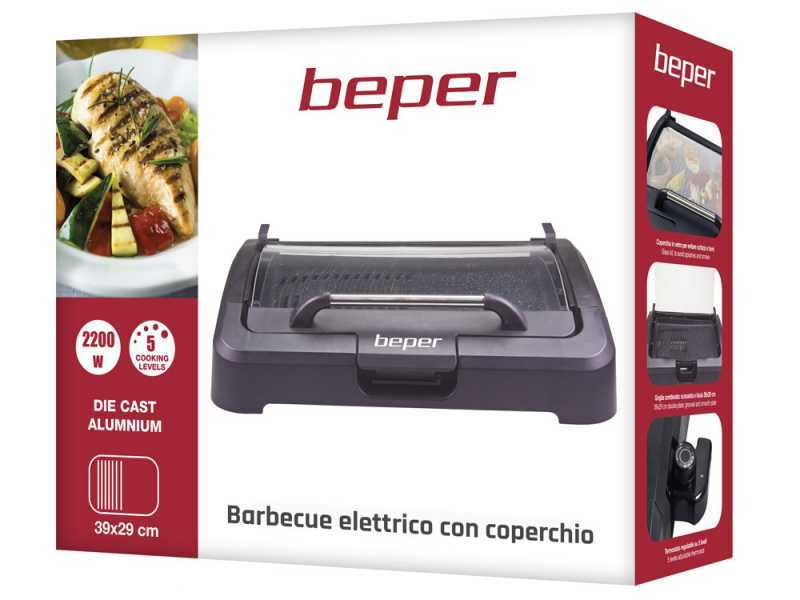 Beper 90871 - Electric Barbecue with Lid - 2.2 Kw