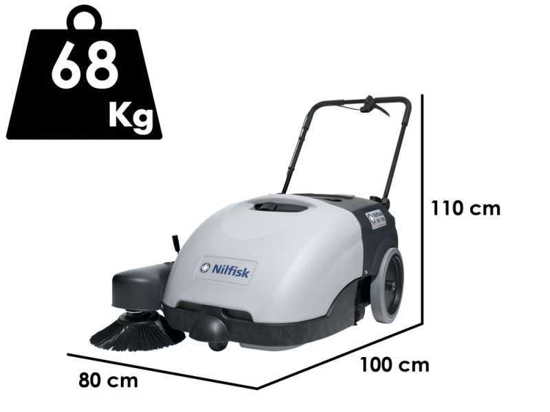 Nilfisk SW750 - Battery powered sweeper with collection basket 12V - 46Ah