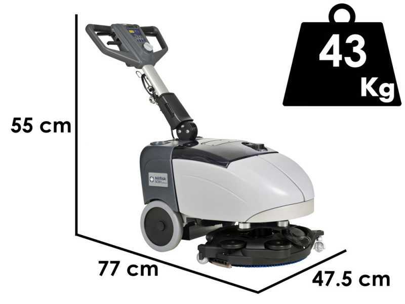 Nilfisk SC351 FULL PKG - Battery-powered floor cleaner - 3 in 1: washes, dries and vacuums