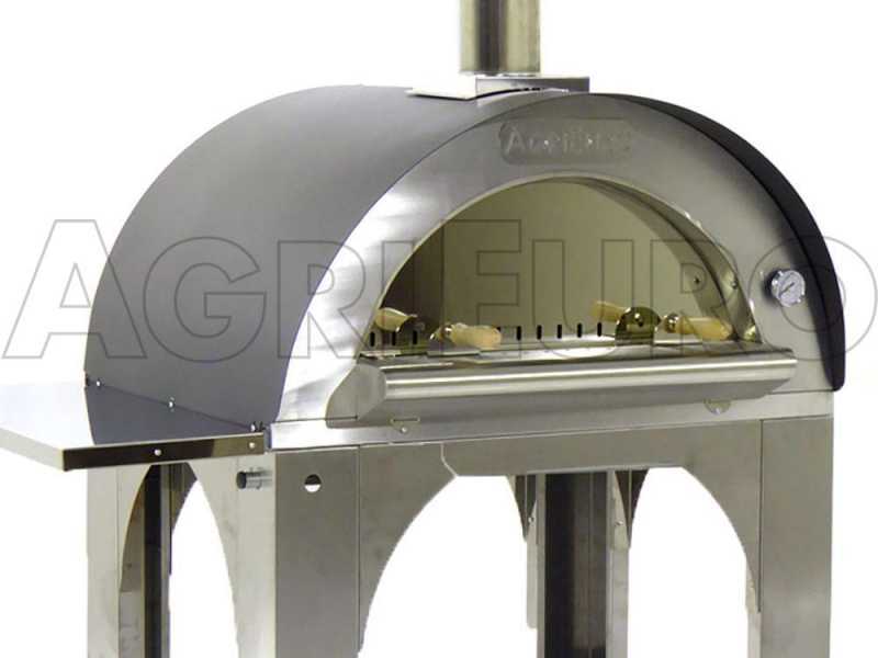 AgriEuro Premium Line Cibus Inox - Forno a legna per pizza da esterno 80x60 - 4 pizze