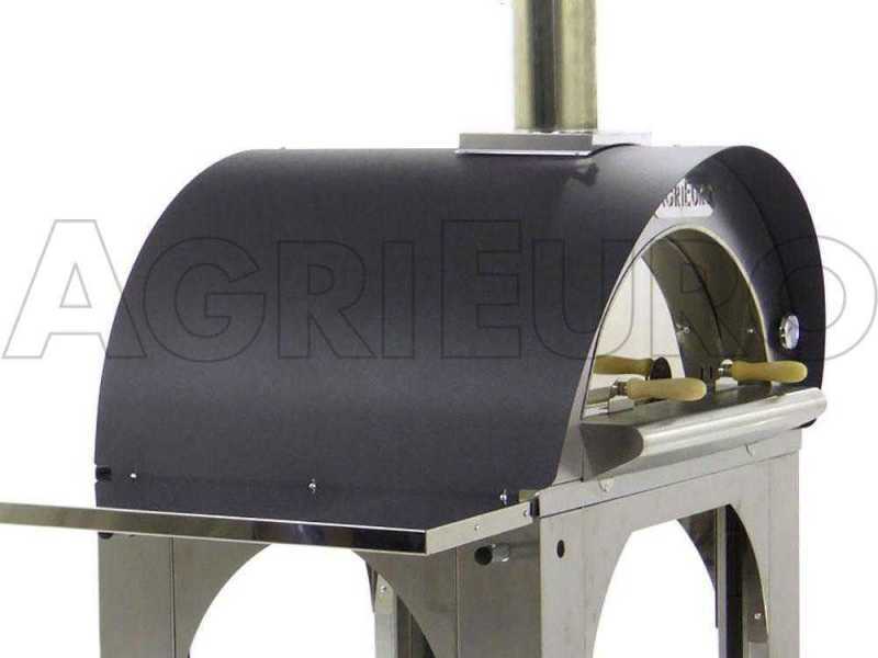 AgriEuro Premium Line Cibus Inox - Forno a legna per pizza da esterno 80x60 - 4 pizze