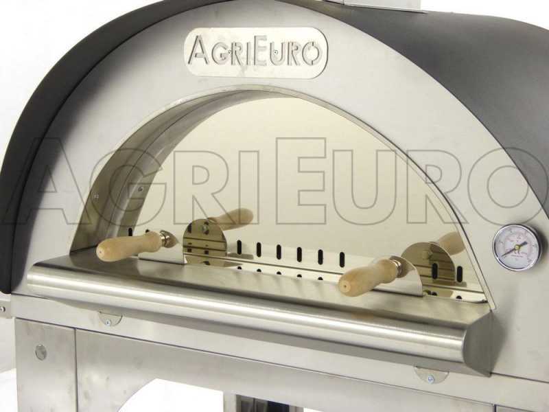 AgriEuro Premium Line Cibus Inox - Forno a legna per pizza da esterno 80x60 - 4 pizze
