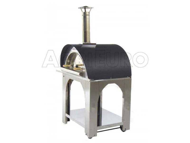 AgriEuro Premium Line Cibus Inox - Forno a legna per pizza da esterno 80x60 - 4 pizze