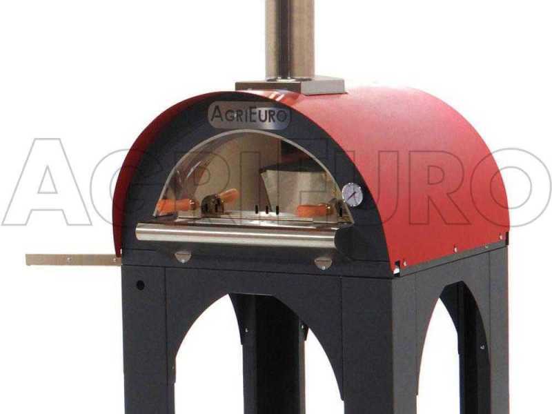 AgriEuro Premium Line Cibus Red - Forno a legna per pizza da esterno 60x60 - 2 pizze