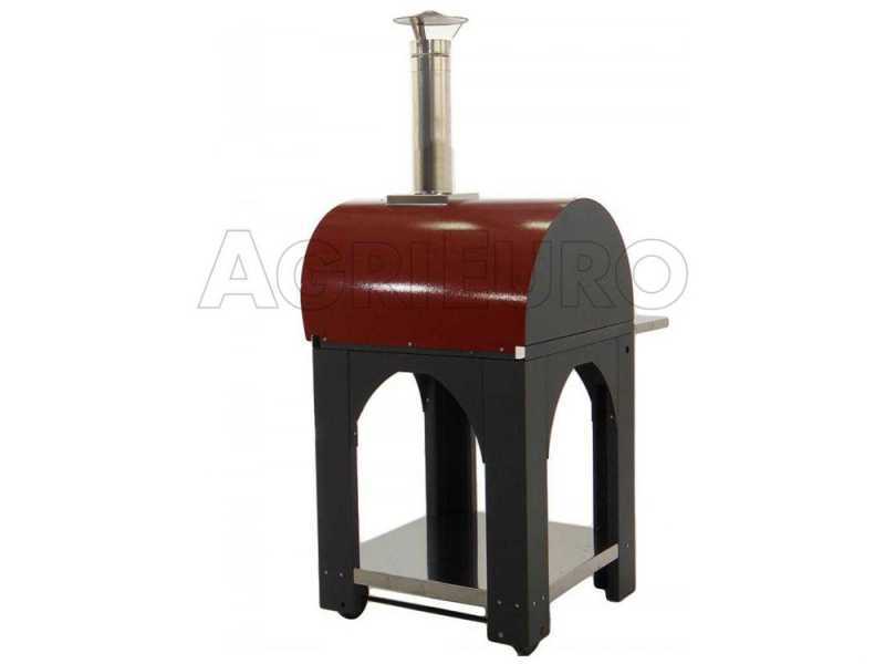 AgriEuro Premium Line Cibus Red - Forno a legna per pizza da esterno 60x60 - 2 pizze