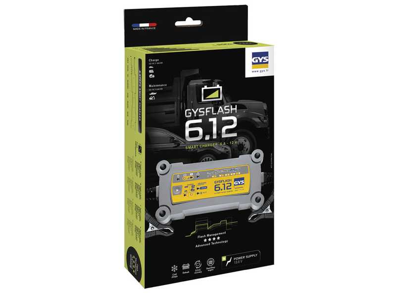 GYS Flash 6.12 - Automatic charger and battery maintainer - 12V batteries from 1.2 to 125 ah