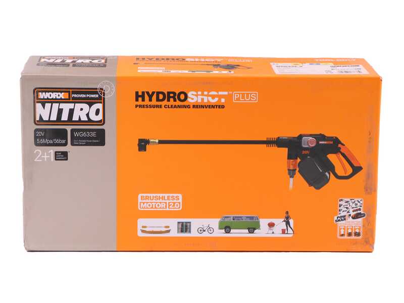 Worx Nitro HydroShot WG633E - 20V/4Ah Battery-powered Pressure Washer Gun + Free 20V/4Ah battery
