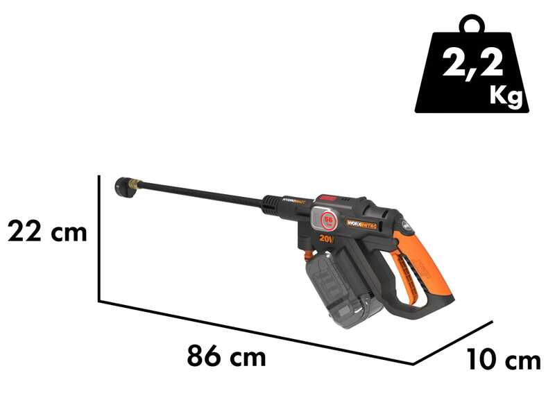 Worx Nitro HydroShot WG633E - 20V/4Ah Battery-powered Pressure Washer Gun + Free 20V/4Ah battery