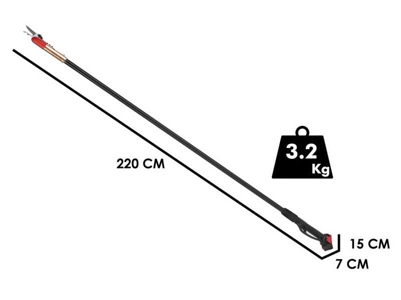 Blue Bird HPS 22-220 - Electric Pruning Shear on 220 cm Pole - 21.6V 2.5Ah