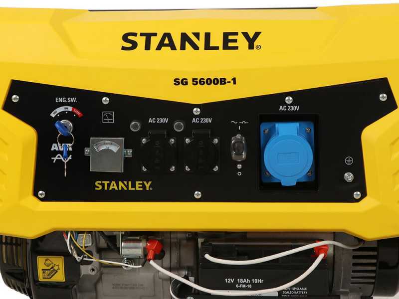 Stanley SG 5600B-1 - Petrol Generator - AVR - 5.5 kW - Continuous 5.0 kW Single Phase