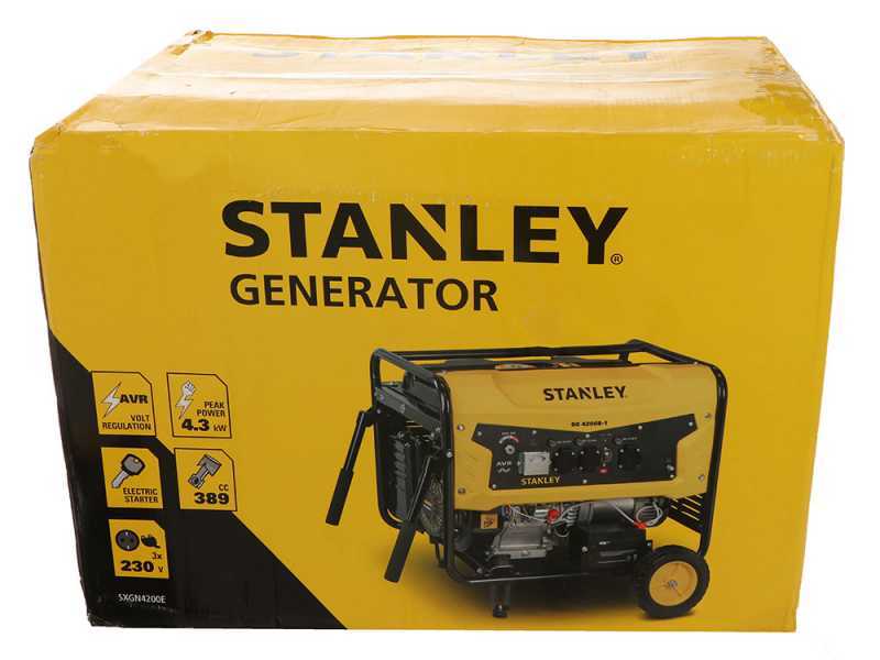 Stanley SG 4200B-1 - Petrol Generator - AVR - 4.3 kW - Continuous 4.0 kW Single Phase