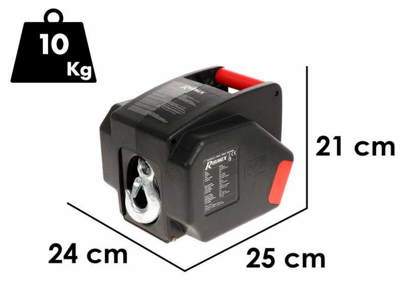 Ribimex PE12V - Battery-operated electric winch 12V - With remote control