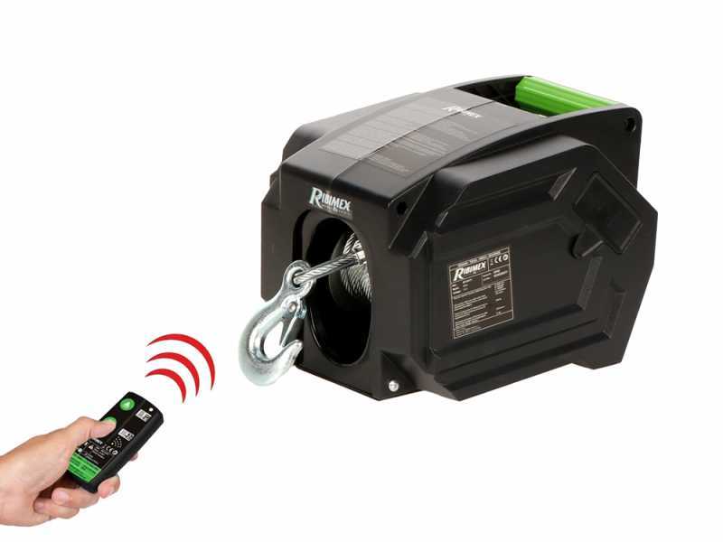 Ribimex PE12V/T1 - 12V battery-operated electric winch - With radio remote control