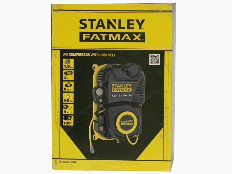 Stanley Wall Tech Pro - Single-phase electric wall-mounted, oil-less air compressor - 1.5 HP motor - 2 lt.