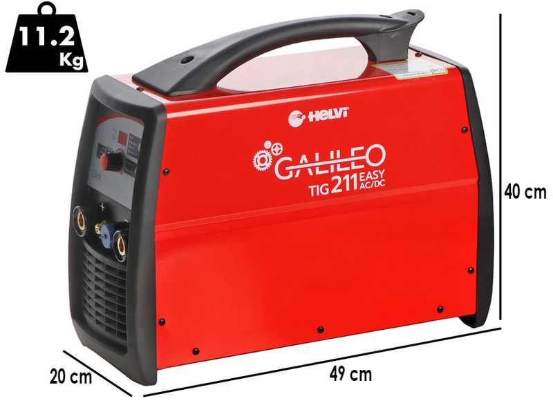 Helvi Galileo TIG 211 Easy AC/DC - Inverter Welding Machine (MMA, TIG HF or LIFT) + KIT, Alternating/ Direct Current (AC-DC)