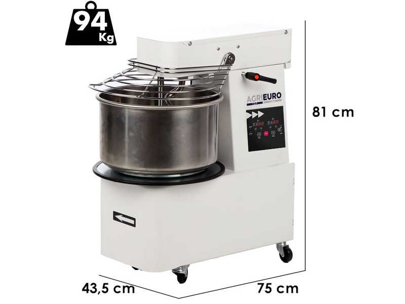 Mixer 3000 T-2G Deluxe DIG - Liftable Spiral Mixer - From 24 Kg three-phase with 2 speeds - Digital Screen