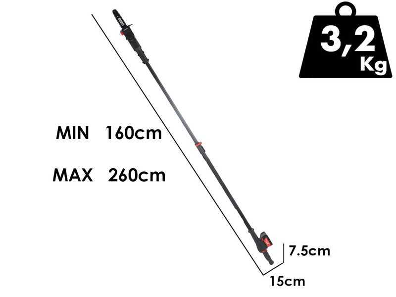 Zanon ZP 190LP - Battery-powered Pruner on Telescopic Pole - 18V 5Ah