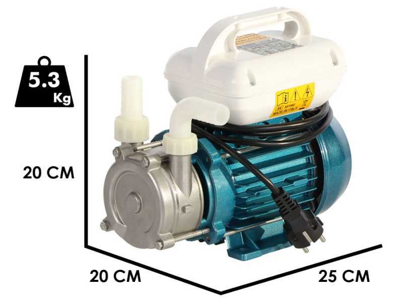 Tellarini ALM 20 L-SR - Electric Stainless Steel Transfer Pump - NYLON Straight + Curved Fittings