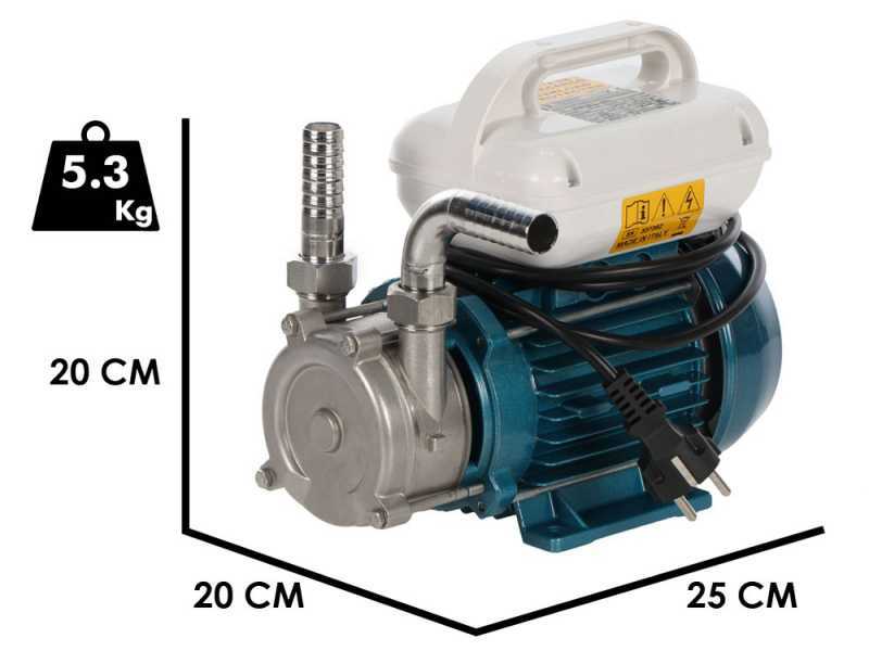 Tellarini ALM 20-SR - Electric stainless steel oil transfer pump - Straight + curved stainless steel fittings