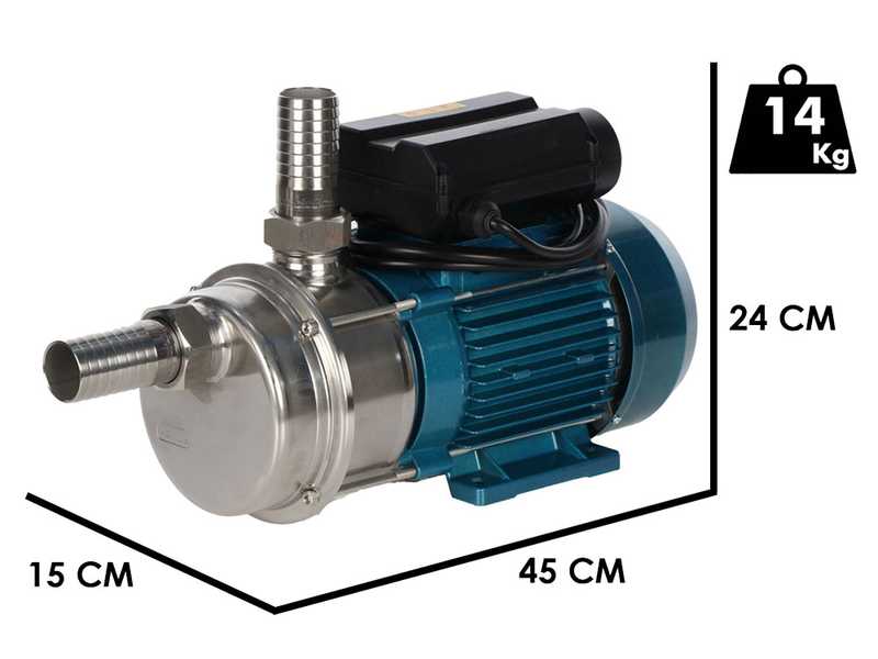 Tellarini ALM 30 - Electric Stainless Steel Oil Transfer Pump - STAINLESS STEEL Straight Fittings