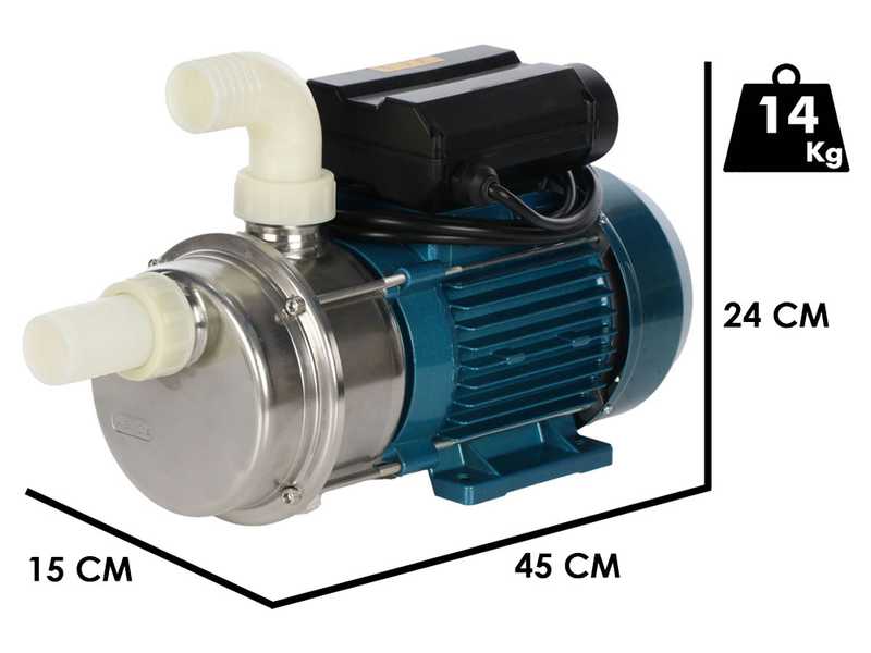 Tellarini ALM 40 - Electric Stainless Steel Oil Transfer Pump - NYLON Straight + Curved Fittings