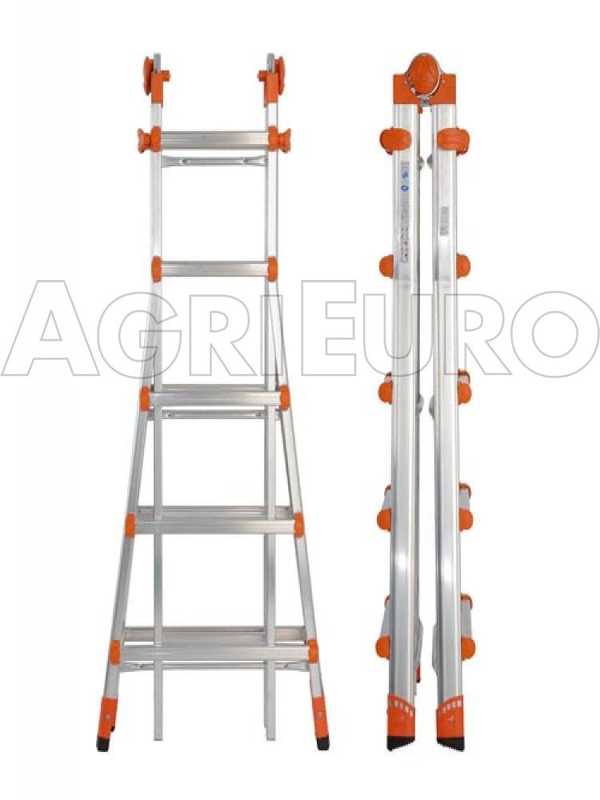 Gierre Peppina AL020DS - 2x8 steps, 4.70 m - Aluminium telescopic ladder