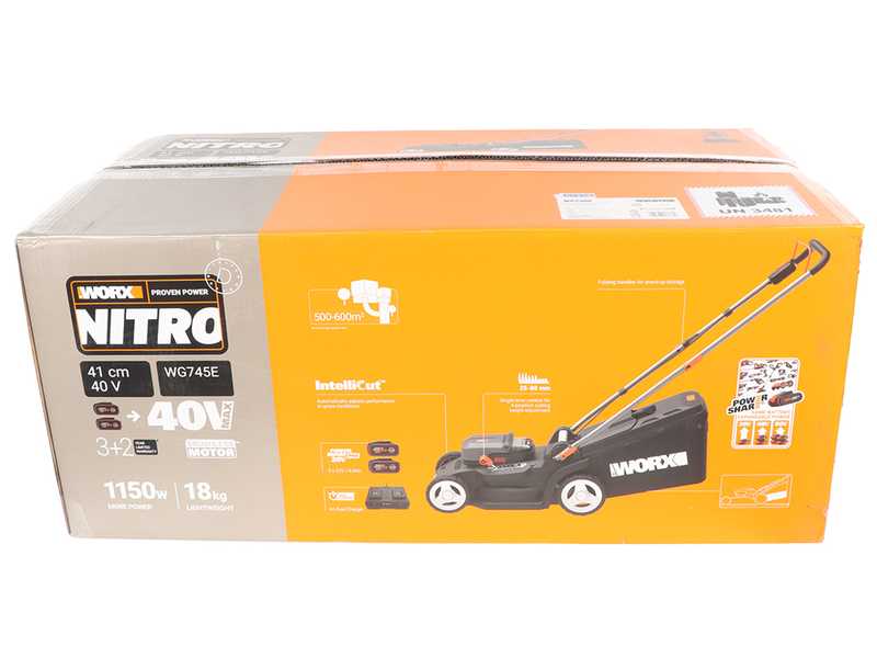 Worx Nitro WG745E - Cordless Lawn Mower - 2x20V/4Ah - Cutting Width 41cm