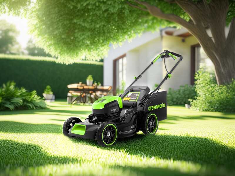 Greenworks GD48LM46SPIIK4 - Battery-powered self-propelled lawnmower - 48V/4Ah - Cutting width 46 cm