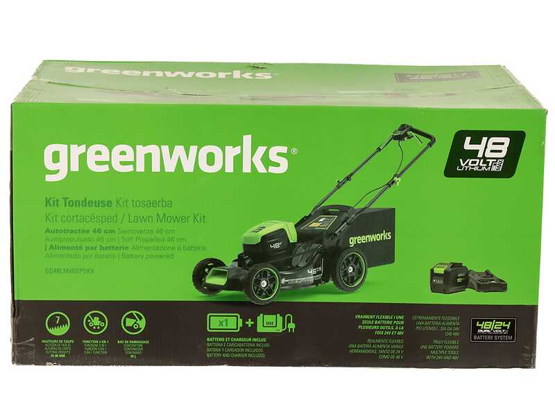 Greenworks GD48LM46SPIIK4 - Battery-powered self-propelled lawnmower - 48V/4Ah - Cutting width 46 cm