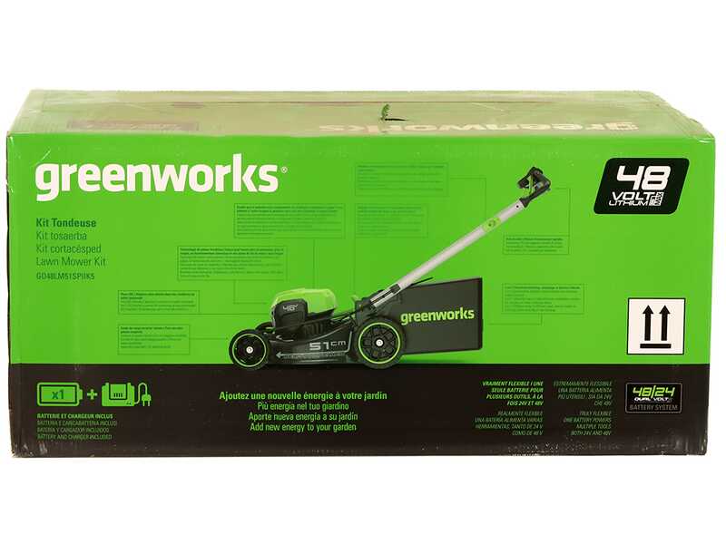 Greenworks GD48LM51SPIIK5 - Battery-powered self-propelled lawn mower - 48V/5Ah - Cutting width 51 cm